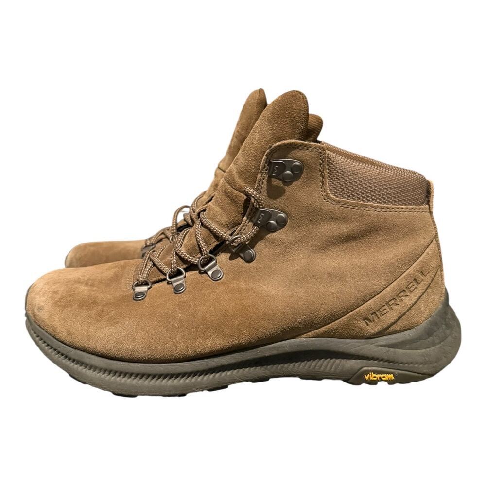 Merrell Ontario Waterproof Dark Earth Brown Leather Hiking Boots Vibram Size 12 - Picture 5 of 9